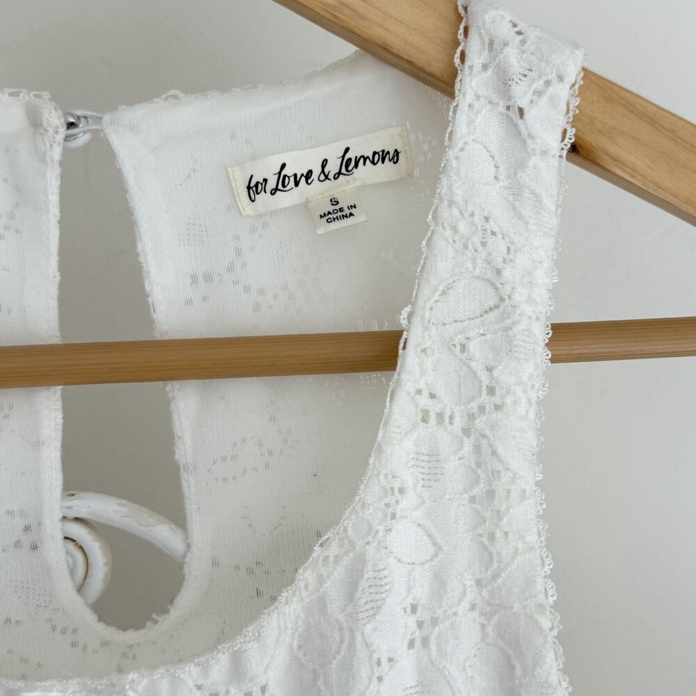 For Love and Lemons Dress Small White Lace Minimalist Sundress Romantic Mandy - Picture 9 of 13